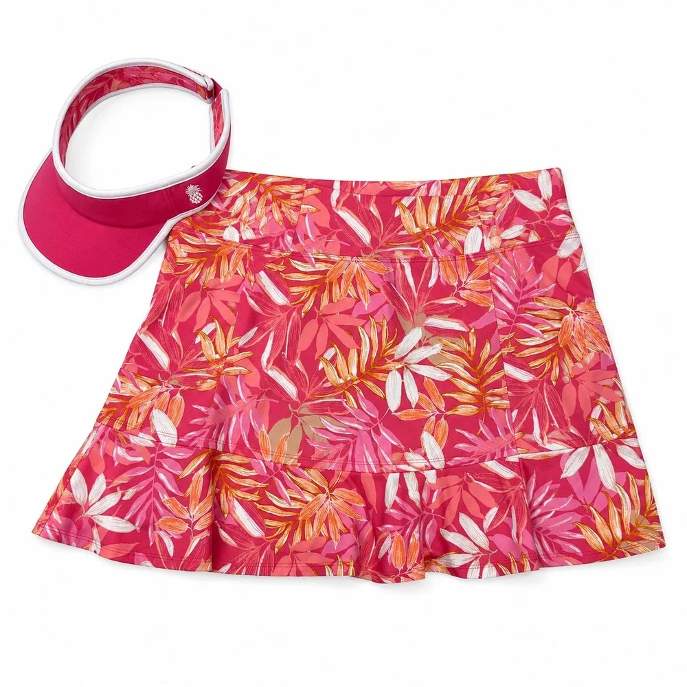 NWT Tommy Bahama Everyday Active Skort & Visor Set Pink Tropical Floral Golf